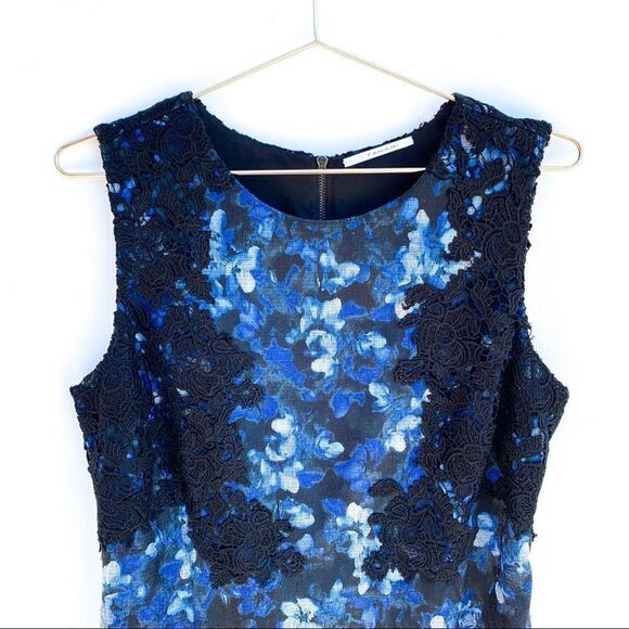NWT T Tahari Navy Black Floral Print Fiona Dress - Picture 5 of 13